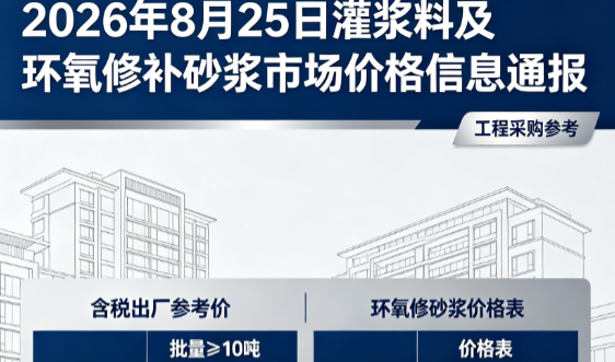 延平2026年8月25日灌浆料及环氧修补砂浆市场价格信息通报